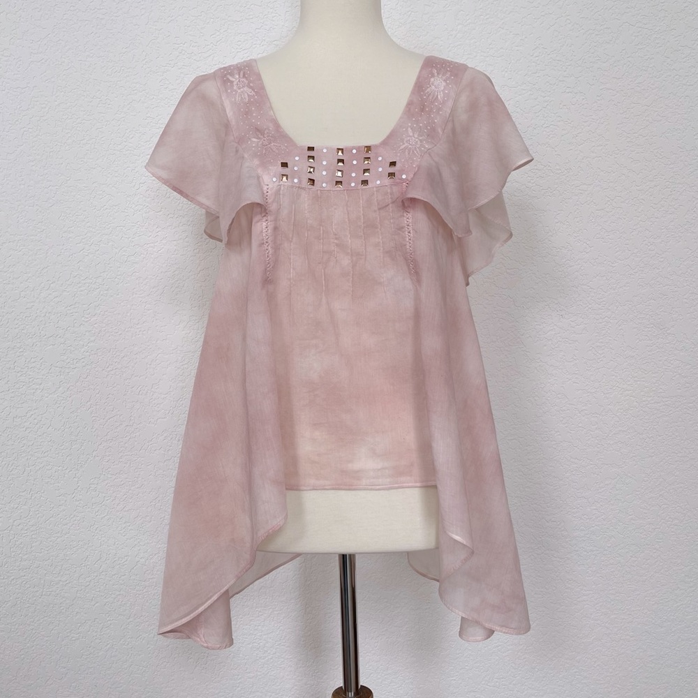 NWOT Free People pink embellished flutter top